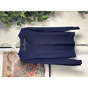 J. Crew Navy Blue V-Neck 100% Merino Wool Sweater - Men's Large Slim